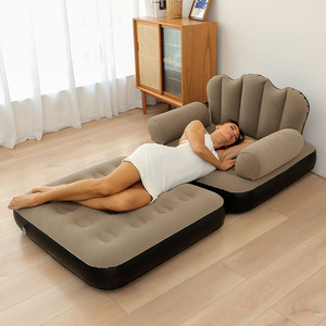 Modern <strong>Blue</strong> and Coffee Single <strong>Sofa</strong> <strong>Bed</strong> <strong>Air</strong> Chair Inflatable Foldable <strong>Bed</strong> for Camping and Indoor Use - Product Image 4
