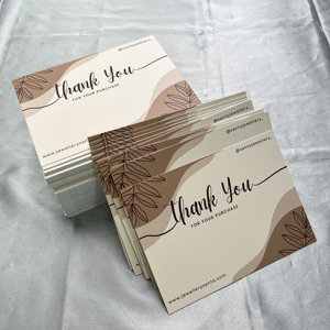 Custom Printed Beige Brown Thank You <b>Cards</b> With Leaves Design Luxury Paper Insert Appreciation <b>Cards</b> For Jewellery Cosmetic <b>Gift</b> - Product Image 2