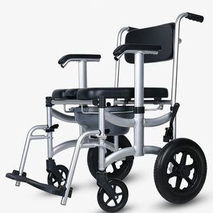 Chaise pliante en alliage d'aluminium avec roulettes pour personnes âgées, adultes handicapés, femmes enceintes - Product Image 1