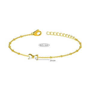 Pulsera minimalista <span class=keywords><strong>de</strong></span> acero inoxidable chapada en <span class=keywords><strong>oro</strong></span> <span class=keywords><strong>de</strong></span> 18K sin deslustre, pulsera con abalorio <span class=keywords><strong>de</strong></span> cuentas <span class=keywords><strong>de</strong></span> lazo <span class=keywords><strong>de</strong></span> circón blanco a la moda <span class=keywords><strong>para</strong></span> mujeres y <span class=keywords><strong>niñas</strong></span> - Product Image 6