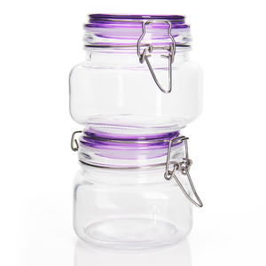 Recycled 250ml 400ml Round Clear Air Tight Glass Spice Canister With Clip Lid