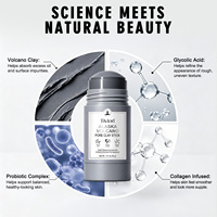 Mascarilla Facial en Barra de Arcilla Volcánica TIVLON con Probióticos para una Limpieza Profunda de los Poros, Control de Grasa y Eliminación de Puntos Negros - Tamaño Viaje, 40g
