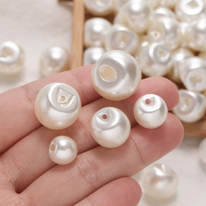 Imitation Pearl Edge Hole <b>Button</b> Round <b>White</b> Concealed Pearl <b>Button</b> For Women's Shirt DIY Jewelry Accessories - Product Image 3