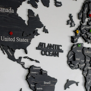 Mappa del Mondo in Legno 3D Multistrato Personalizzata, Decorazione Murale in Legno Nero per Casa, Tuana - Product Image 2