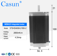 Moteur pas à pas hybride Casun Nema 23 2600mN.m à couple élevé, moteur pas à pas personnalisé à double arbre pour CNC