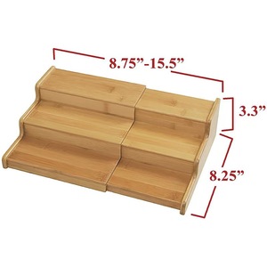 Bamboo <b>spice</b> rack, extendable storage rack, creative bamboo tiered <b>spice</b> <b>jar</b> rack for kitchen use. - Product Image 3