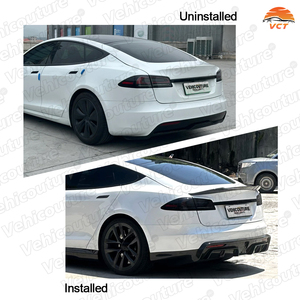 Aileron de pare-chocs arrière V Style en fibre de carbone mate noire pour Tesla Model S Model S <span class=keywords><strong>Plaid</strong></span> - Product Image 4