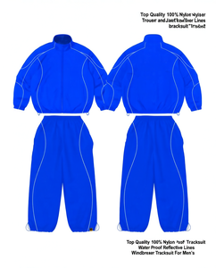 <b>Top</b> Quality 100% Nylon Trouser and Jacket Tracksuit Water Proof <b>Reflective</b> Lines Windbreaker Tracksuit For Men's - Product Image 1