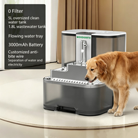 Fontaine à eau pour animaux de compagnie en acier inoxydable 5L, filtre intégré, réservoir d'eau propre/sale séparé, distributeur d'eau rechargeable pour chat