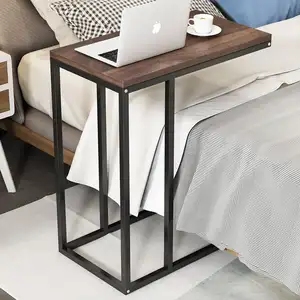 Mesa de noche de madera para oficina, mueble de Metal para sala de estar, escritorio de ordenador, mesa lateral de café para estudio