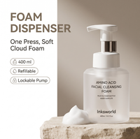 Bouteille en plastique PET transparente pour désinfectant pour les mains et nettoyant visage 400 ml, pompe moussante, impression sérigraphique, vide, Inksworld