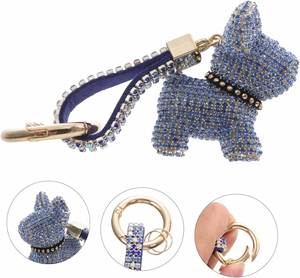 Diamond Key Ring and Bag Hanging Pendant with Blue Crystals Stylish Dog Charm Accessory for Women Is Handbags and Car Keys - Product Image 6