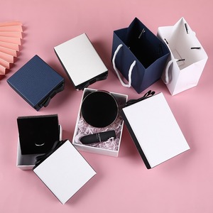 <b>White</b> Paperboard <b>Gift</b> <b>Box</b> Rigid Packaging <b>Box</b> with Black Ribbon Lid for Consumer Electronics and Retail Display - Product Image 6