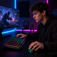 Set Keyboard dan Mouse Kabel RGB 104-Tombol dengan Lampu LED Warna-warni USB untuk Penggunaan Gaming PC