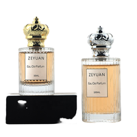 Flacon de parfum en verre vide à rayures verticales avec bouchon en métal couronne, 50 ml, 100 ml, pour marque de parfum, commande en gros