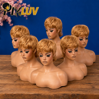 Wig Pixie Cut Grosir, Rambut Manusia, Wig Afro Keriting, Wig Pixie Full Lace, Warna Alami untuk Wanita Kulit Hitam, Rambut Vietnam Mentah