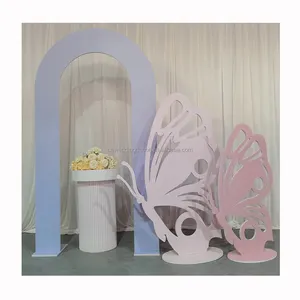 Princess party decoration acrylic blush pink backdrop arch stand butterfly backdrop decoration