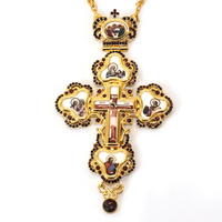 ZD056 Croix pectorale orthodoxe avec icône des Gardiens des Dieux, cadeau spirituel pour évêque d'église