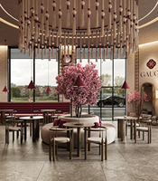 Comptoir de bar à café en bois de luxe, design serein, mobilier de boulangerie, présentoirs de café en marbre personnalisés