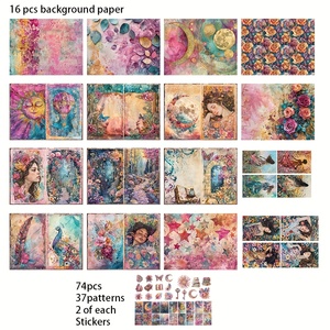 JAI IMAN Ensemble <span class=keywords><strong>de</strong></span> papier <span class=keywords><strong>de</strong></span> <span class=keywords><strong>fond</strong></span> et 74 autocollants Nuages arc-en-ciel pour scrapbooking, fournitures <span class=keywords><strong>de</strong></span> scrapbooking - Product Image 4