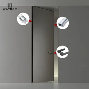 50 आधुनिक अदृश्य दीवार pvc mdf फ्लश आंतरिक दरवाजे छिपे हुए आंतरिक दरवाजे एल्यूमीनियम प्रोफ़ाइल बेडरूम अदृश्य दरवाजा फ्रेम