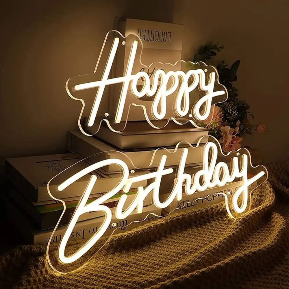 Custom Led Neon Letter Sign Wall Mount Happy Birthday Neon Sign Acrylic Letters Lighted Sign with Good Service