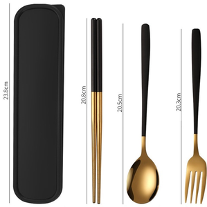 ชุดช้อนส้อมสแตนเลส 304 พกพาสะดวก ดีไซน์ทันสมัย สไตล์เกาหลี สีทอง พร้อมกล่องใส่ สำหรับการตั้งแ<span class=keywords><strong>คม</strong></span>ป์และการเดินทาง - Product Image 2