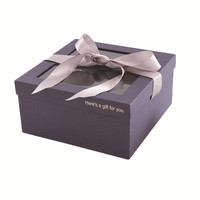 Boîte cadeau carrée artisanale créative avec fenêtre transparente en PVC, emballage en papier biodégradable pour cosmétiques et cadeaux de mariage