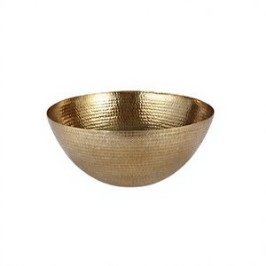 Tazón para chocolates de latón martillado, diseño simple, color dorado, tazón decorativo para alimentos, para uso en el hogar, hoteles y restaurantes. - Product Image 1