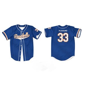 Maillot de baseball vierge en gros, taille américaine, imprimé par transfert thermique, respirant, avec logo et nom brodés - Product Image 1