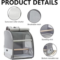 Sac à dos de transport portable pour oiseaux avec perchoir et plateau, pour calopsites et perroquets, respirant, grand espace, sac de voyage pour cage à oiseaux