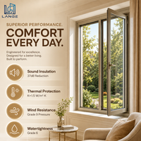 Ventanas Abatibles de Aluminio con Marco Estrecho Minimalista LANGE, Ventanas de Doble Acristalamiento Insonorizadas con Apertura hacia Afuera