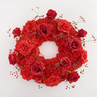 Guirlande de mariage en soie 60 cm, blanche et rouge, fleurs artificielles, décoration de base pour chandelier, guirlande pour église, fête, événement