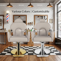 Fauteuil de Barbier Rétro Noir Robuste Hydraulique Pivotant à 360° Inclinable pour Salon de Coiffure, Beauté, Salon et École