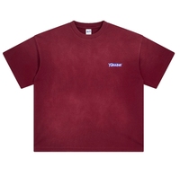 YKH 250GSM Lavado ácido Impresión digital O Cuello Verano Manga corta Tela de algodón de gran tamaño Logotipo personalizado Camiseta de lavado ácido para hombres