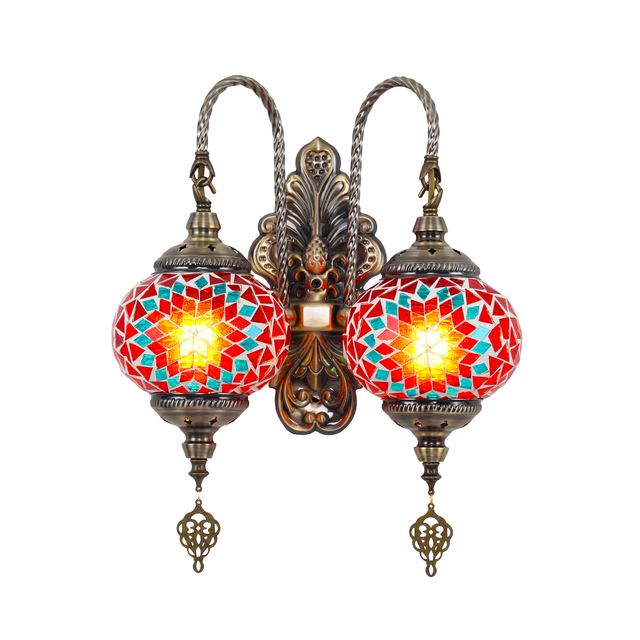 Syadi Lighting Turkish & Bohemian Style Handmade Iron LED Mosaic Stained Glass Home Decor Wall Lamp