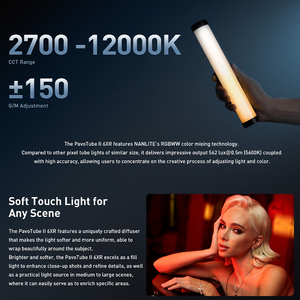 Para <span class=keywords><strong>Nanlite</strong></span> <span class=keywords><strong>PavoTube</strong></span> II 6XR, Luz de Tubo de Iluminación a Todo Color de 2700K-12000K RGBWW T12 de 8 Píxeles y 6W, Alimentada por Batería, con Control DMX512 - Product Image 3