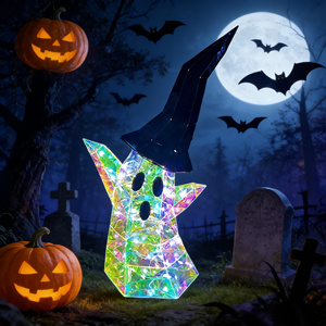 Sombrero de Fantasma LED Iluminado Hecho a Mano, Ecológico, con Alimentación USB, Material PET, Blanco/RGB, Decoración de Halloween para Adultos - Product Image 4