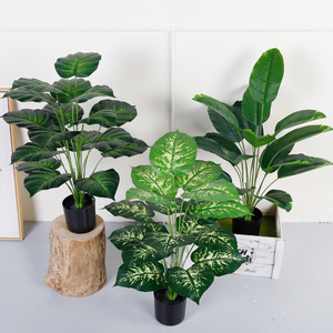 Plantes vertes artificielles en pot, décoration de bureau, haute simulation, pour intérieur, maison, bureau, accessoires de mariage, feuilles en plastique persistantes - Product Image 1