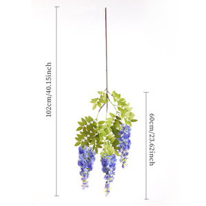 <b>Artificial</b> Wisteria <b>Flowers</b> 102cm Purple Pink Green Plastic Silk Decorative <b>Vines</b> Wedding Home <b>Decoration</b> - Product Image 3