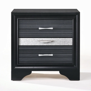 Black Finish <b>Storage</b> <b>Drawers</b> Nightstand Wooden Bedroom Furniture 1pc - Product Image 5