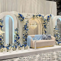 Arco Cuadrado de Acrílico para Fondo de Escenario de Boda, Cortina Plisada Blanca, Decoración para Eventos y Fiestas