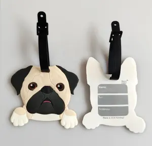 Kişiselleştirilmiş tasarım köpek şekilli özel yumuşak silikon kauçuk PVC bagaj etiketi çanta etiketi