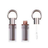 Tube de brillant à lèvres rechargeable portable avec bouchon à vis personnalisé, mini carré 3ml vide en PETG avec porte-clés
