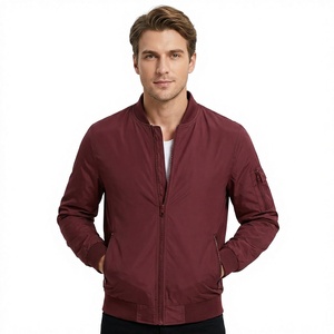 Blouson bomber à manches longues avec fermeture éclair, col montant, couleur unie, léger, en polyester, doublure en soie tissée, pour l'automne - Product Image 1
