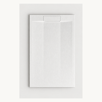 Receveur de douche H1 BMC blanc moderne avec drain dissimulé, texture pierre naturelle, surface antidérapante classe C et profil fin