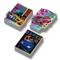 Stiker Kustom Cetak Logo Tahan Lama Perekat Luar Ruangan Tahan UV Label Holografik Tahan Air Stiker Vinyl Die Cut