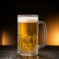Chope à bière en verre transparent épaissi de 21 oz avec poignée et base lourde, personnalisable avec logo, pour bars, restaurants, vente en gros