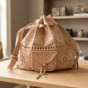 Mochila de Cuero Genuino Hecha a Mano con Cierre de Cordón, Estilo Clásico, Bolsa de Viaje Resistente para Mujer - Product Image 3