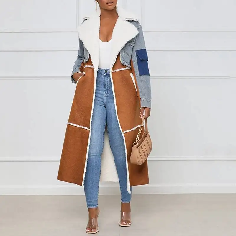 2021 Women'S Coat Plus Size Fur Denim Jeans Jacket Women Faux Fur Parka Thicken Veste En Jean Avec Fourrure Jean Jacket With Fur